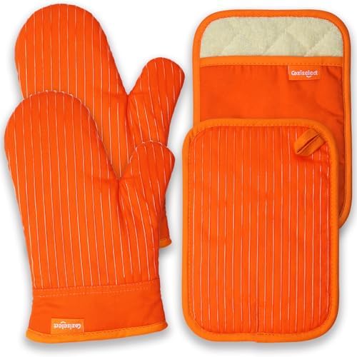Coziselect 4-Piece Oven Mitts Pot Holders Heat-Resistant