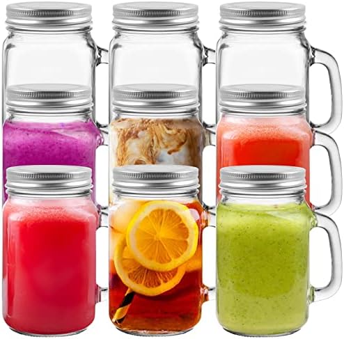 Keketin 16 oz Glass Mason Jars with Lids 9 Pack