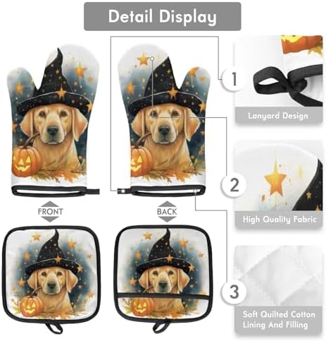 Octopus Halloween Heat-Resistant Oven Mitt and Pot Holder Set