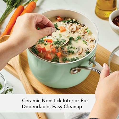 KitchenAid Hard Anodized Ceramic Nonstick 3 Quart Sauce Pan with Lid Pistachio