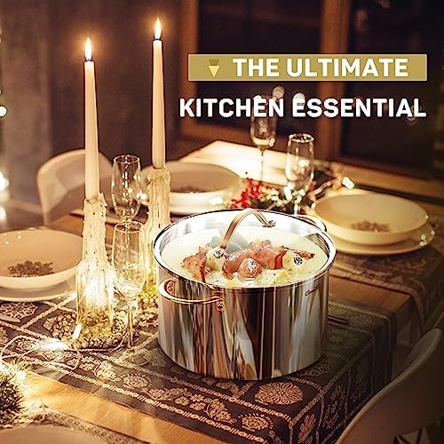 8 Quart Stock Pot with 3-Ply Stainless Steel - Easy Cooking Solution