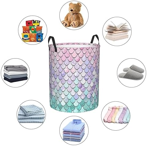 Mermaid Fish Scales Collapsible Laundry Hamper