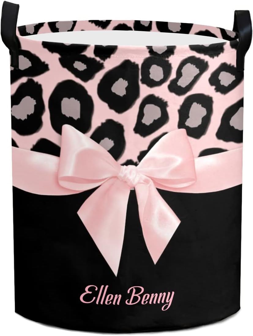 Personalized Pink Leopard Laundry Basket