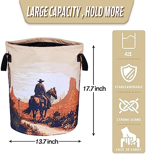 Western Cowboy Style Folding Laundry Basket