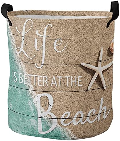 Chees D Zone Starfish Waterproof Collapsible Laundry Basket - Summer Coastal Design