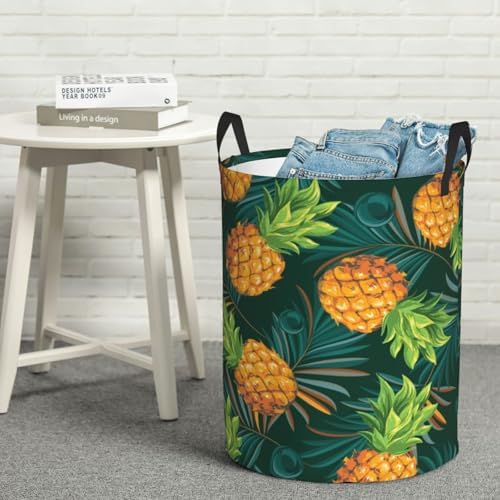 Oicvrct Pineapple Circular Hamper Laundry Basket