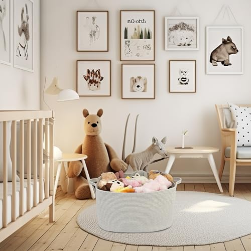 Large Cotton Rope Rectangle Storage Basket for Blankets and Toys