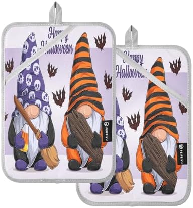 Halloween Gnome 2-Pack Pothenholder Set Heat-Resistant Non-Slip Kitchen Potholders