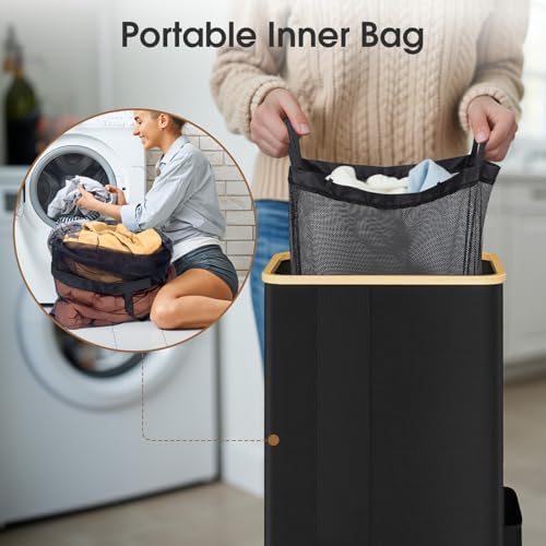 SpaceTrove Large Laundry Basket with Lid 100L Capacity