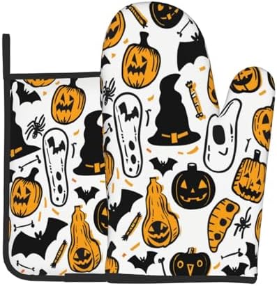 Halloween Oven Mitts Pot Holders Set