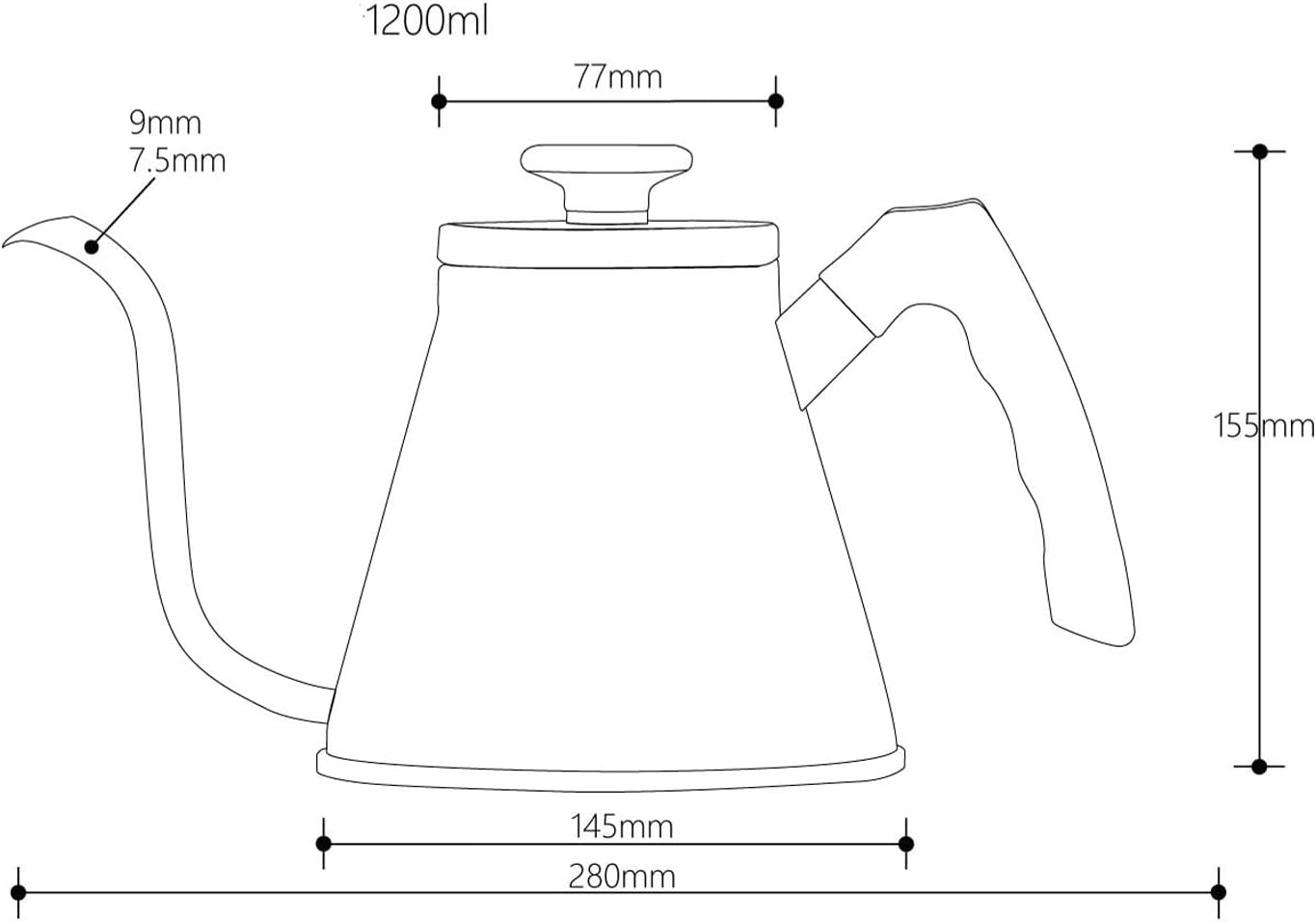 Sturdy Black Stainless Steel Gooseneck Coffee Kettle