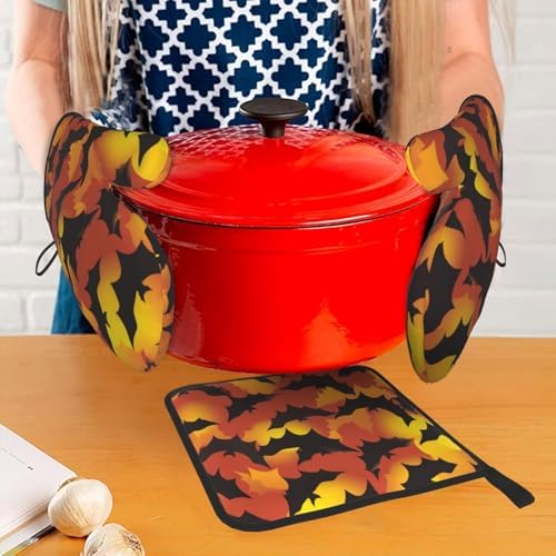 Scary Halloween Bat Oven mitts Pot Holders Set of 3 Heat-Resistant Durable