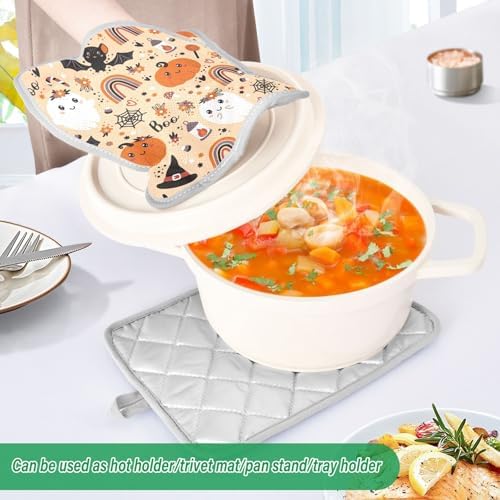 YETTASBIN Halloween Pumpkin Ghost Potholder Set 2 Pack
