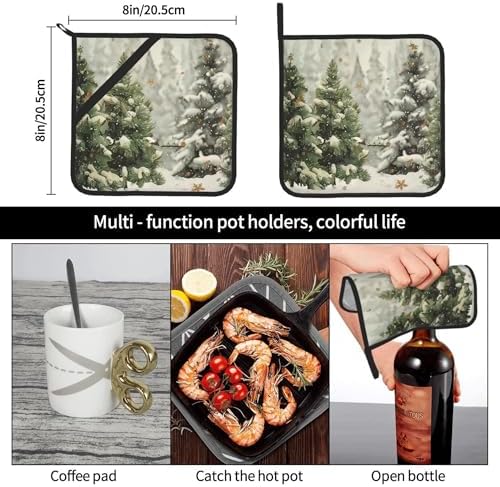 HOYYU Winter Snowflake Potholder Set of 2 Heat Resistant