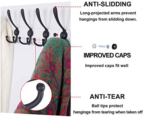 Dseap Wall Mounted Coat Rack with 5 Tri Hooks
