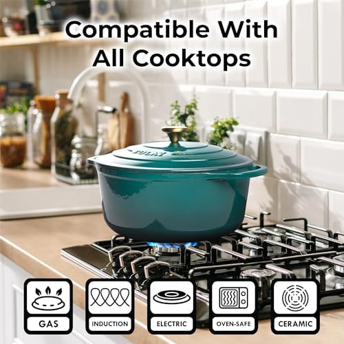 Zulay Premium 6 Quart Cast Iron Dutch Oven with Lid