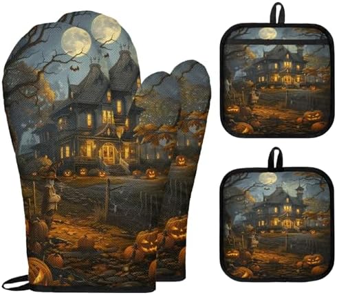 TropicalLife Retro Halloween Oven Mitts Set