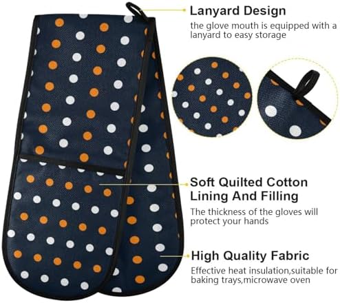 Double Oven Mitts Halloween Orange Heat-Resistant Glove for Kitchen Use