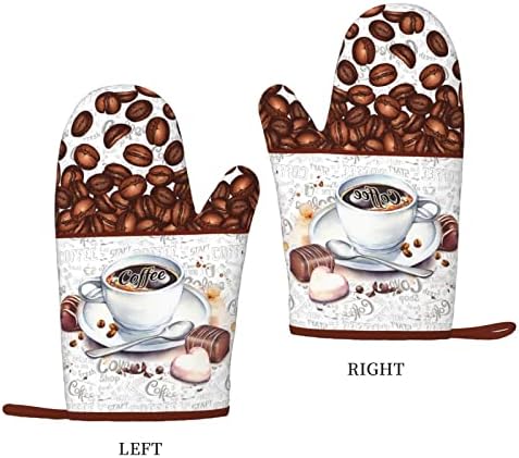 Coffee Print Silicone Oven Mitts 7x11 Inch 1 Pair