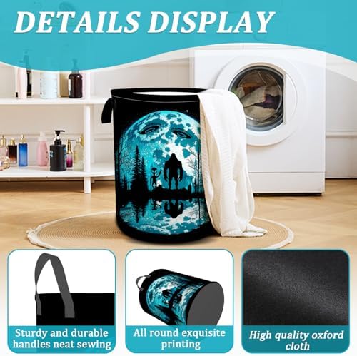 Bigfoot and Alien Laundry Basket 157x196 Foldable Waterproof Hamper