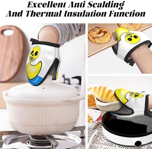 Spooky Halloween Yellow Oven Mitts for Kids and Adults