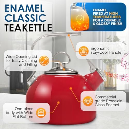 Chantal Classic Teakettle Pure Heat Ergonomic Design 18 qt