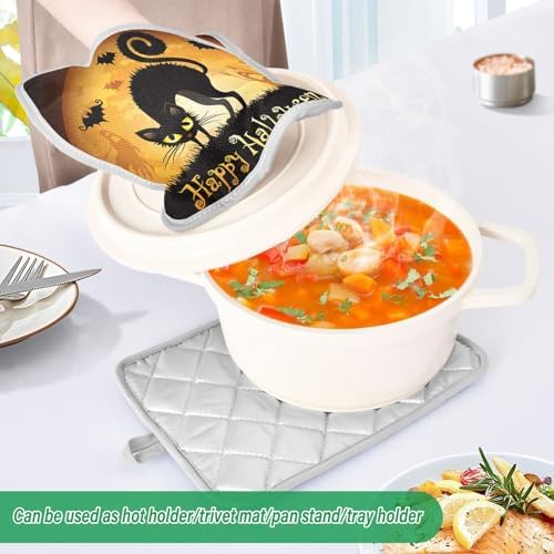2Pcs Halloween Black Cat Pot Holder Set