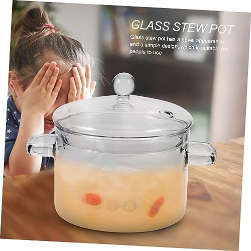 1500ml Heat-Resistant Dual-Handle Glass Pot for Cooking