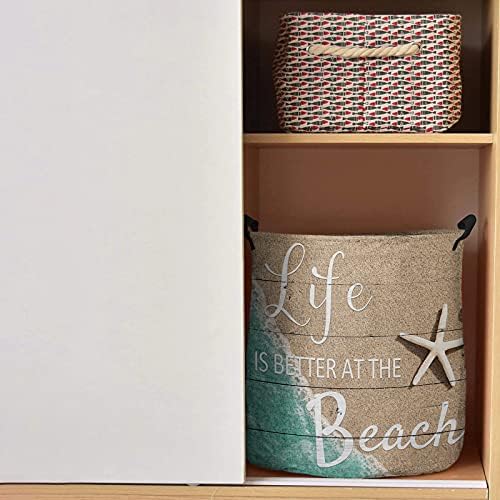 Chees D Zone Starfish Waterproof Collapsible Laundry Basket - Summer Coastal Design