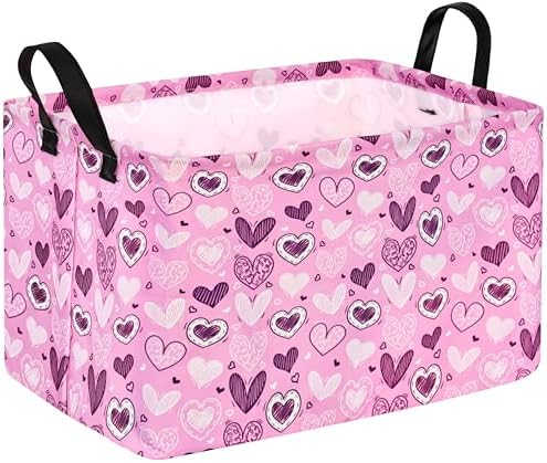 ACMUUNI Pink Heart Storage Basket for Kids and Laundry