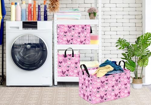 ACMUUNI Pink Heart Storage Basket for Kids and Laundry