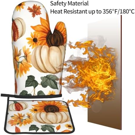 Pumpkins Sunflowers Halloween Oven Mitts Pot Holders Set