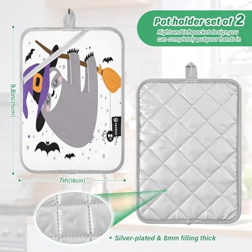 OurVii Halloween Sloth Potholders Set
