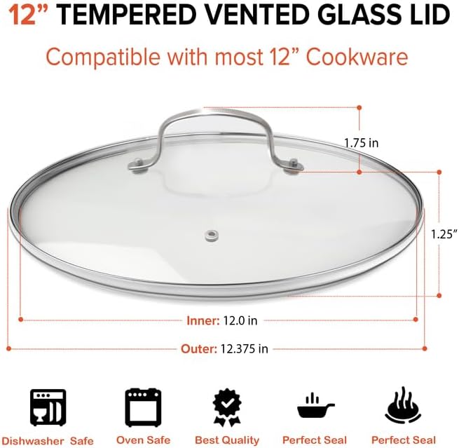 Perfect Cook - Nuwave 12 Vented Tempered Glass Lid