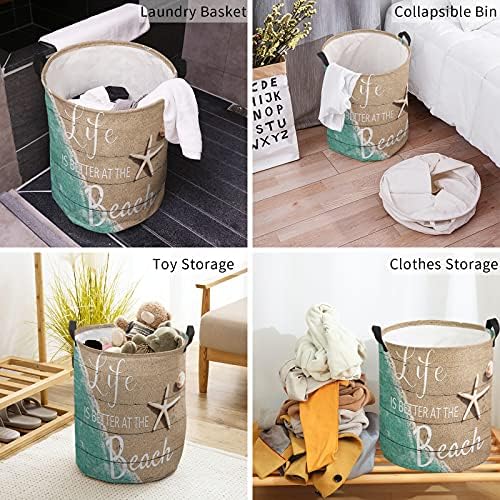Chees D Zone Starfish Waterproof Collapsible Laundry Basket - Summer Coastal Design