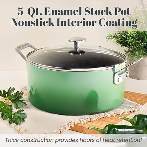 Granitestone 5 Qt Nonstick Enamel Stock Pot with Lid