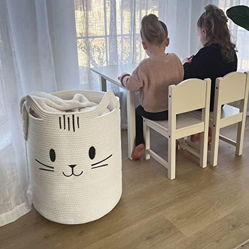 Cute Cat Basket White INDRESSME Tall Laundry Basket for Kids Cats