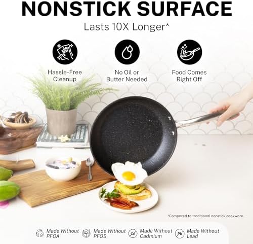 GranitestoneClean Safe 20-Pc Cookware Set Non-Stick Durable for Kitchen Use