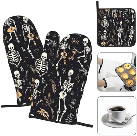 Halloween Trick or Treat Set 3 Pieces Oven Mitts Pot Holders