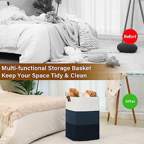 SIXDOVE Extra Large Laundry Hamper Woven Gradient Blue Basket