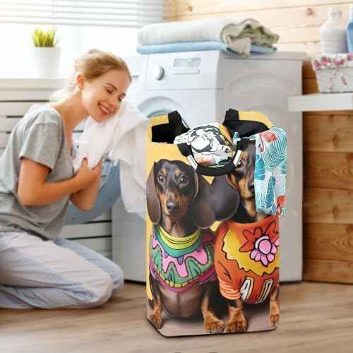 Kigai Collapsible Laundry Basket with Handles for Nursery Storage
