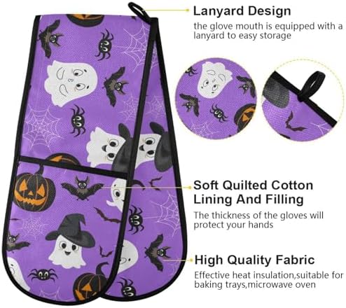 Halloween Pumpkins Bats Oven Mitts