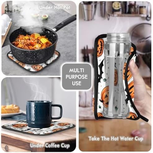 Aglebo Halloween Set Durable Heat-Resistant Oven Mitts Pot Holders