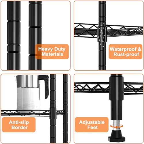 GIOTORENT 5 Tier Metal Standing Shelf Unit Black
