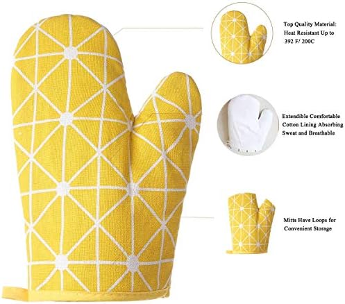 Premium Heat-Resistant Oven Mitts 2-Pack Yellow