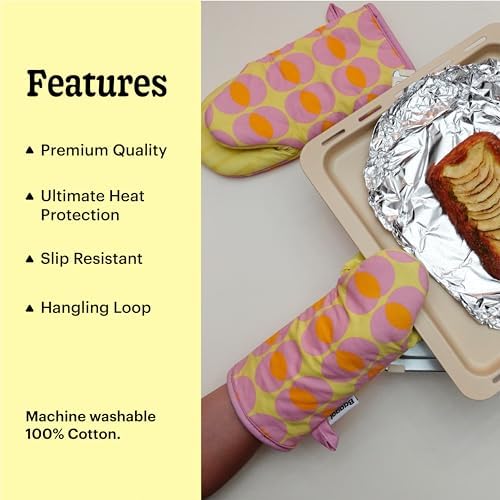Baagol Premium Heat-Resistant Cotton Oven Mitt Set with Non-Slip Grips