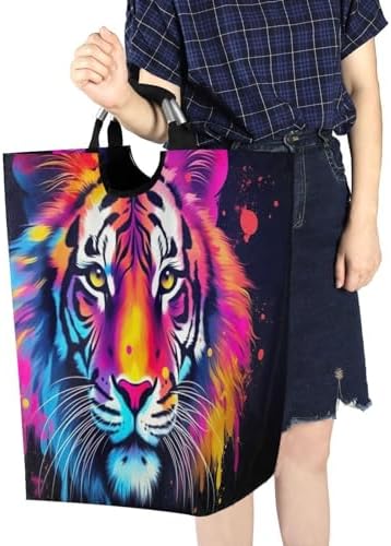 Kigai Collapsible Laundry Basket with Handles Cute Tigers Waterproof Nevil