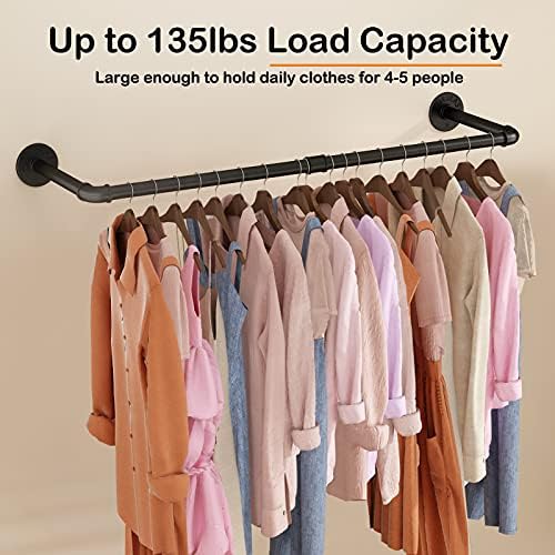 Industrial Pipe Wall-Mounted Clothes Rack - Durable Rust-Resistant
