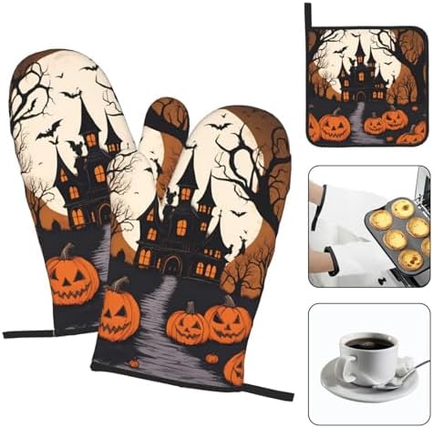 YYHHAOFA Oven Mitts Pot Holder Set Durable Heat-Insulating for Baking Cooking