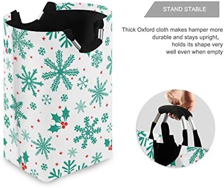 Susiyo Winter Christmas Green Snowflakes Foldable laundry basket